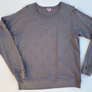 J. Crew Grey Embellished Crewneck Sweatshirt